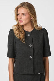 Xanthe Herringbone Blazer | Dark Grey | Blazers fra Neo Noir