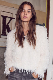 Feather Faux Fur Jacket 30252 | Off white | Jakke fra Co'couture