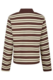 Mala Stripe Polo Blouse | Brown | Bluse fra Neo Noir