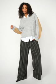 Beth Ottili V-neck Knit | Grey Melange | Strik fra Mos Mosh