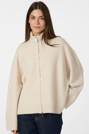 Asley Zip Knit Cardigan | Ivory | Strik fra Neo Noir