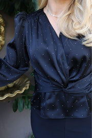 Tiki Ls Twist Blouse | Black Diamond | Bluse fra Liberté
