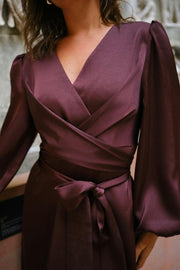 Rimini Heavy Sateen Dress | Burgundy | Kjole fra Neo Noir