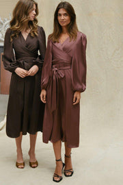 Rimini Heavy Sateen Dress | Dark Rose | Kjole fra Neo Noir