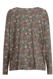 Alma Ls Top | Smiley Peace Brown | Bluse fra Liberté