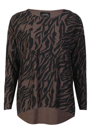 Alma Ls Top | Dark Brown Zebra | Bluse fra Liberté