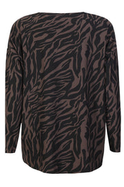 Alma Ls Top | Dark Brown Zebra | Bluse fra Liberté