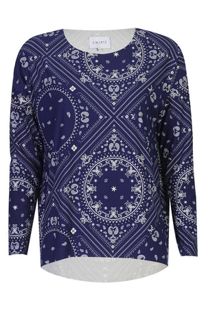 Alma Ls Top | Blue Scarf | Bluse fra Liberté