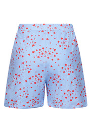 Alma Shorts | Light Blue Pink Heart | Shorts fra Liberté