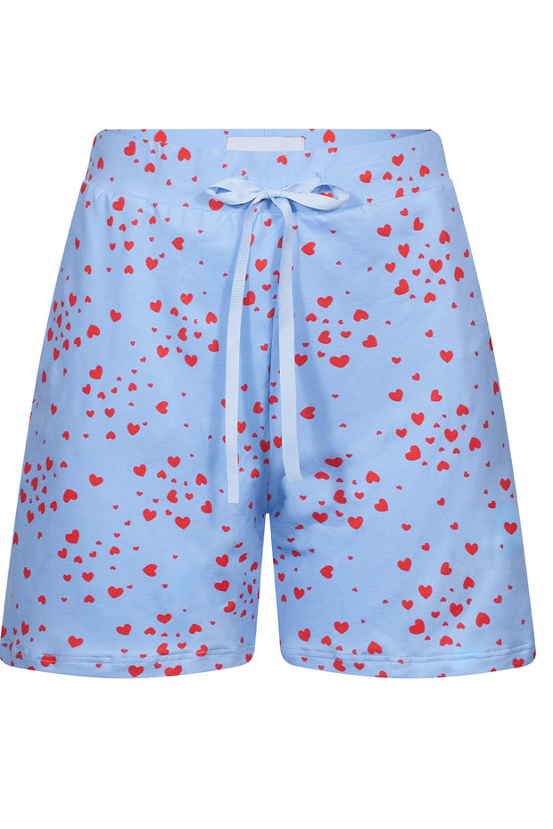 Alma Shorts | Light Blue Pink Heart | Shorts fra Liberté