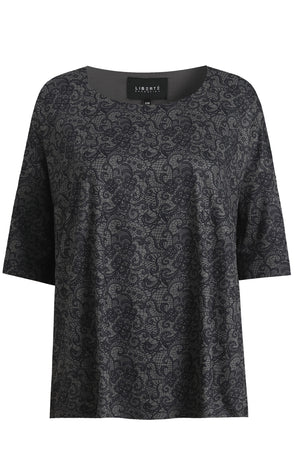 Alma Tshirt | Black Grey Lace | TShirt fra Liberté
