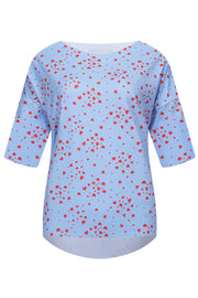 Alma Tshirt | Light Blue Pink Heart | T-shirt fra Liberté