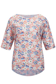 Alma Tshirt | Peachy Blue Flower | T-shirt fra Liberté