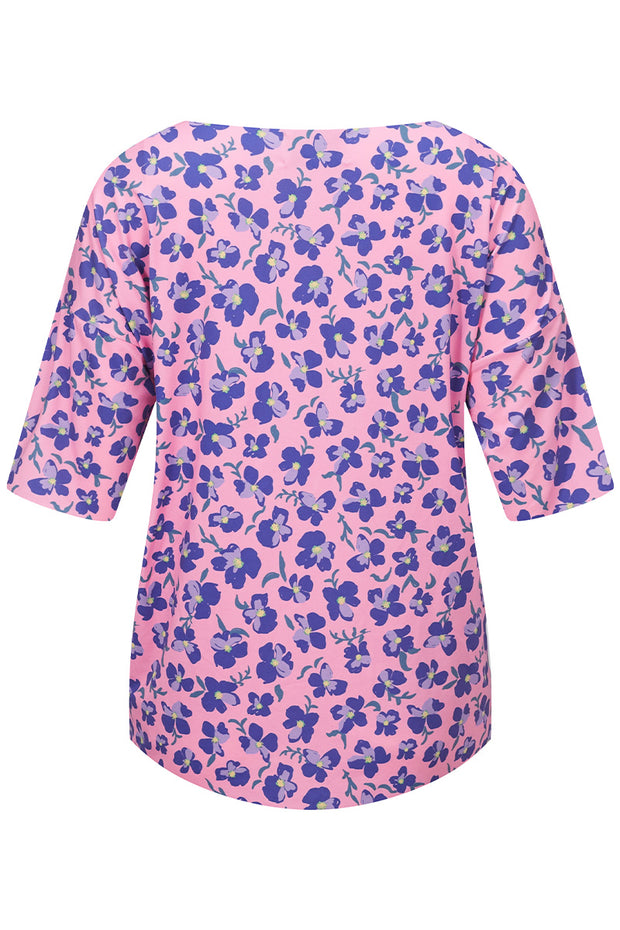 Alma Tshirt | Pink Purple Flower | T-shirt fra Liberté