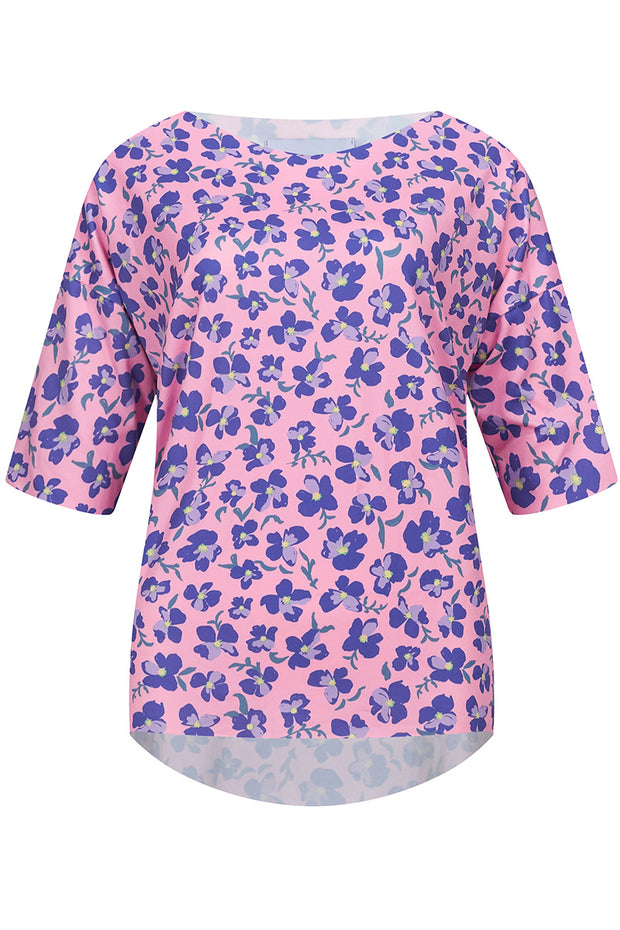 Alma Tshirt | Pink Purple Flower | T-shirt fra Liberté