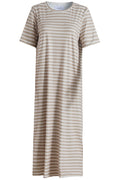 Alma T-Shirt-Kleid | Sand Elfenbein Streifen | Kleid von Liberté