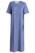 Alma T-Shirt-Kleid | Streifen Elfenbein Kobalt | Kleid von Liberté