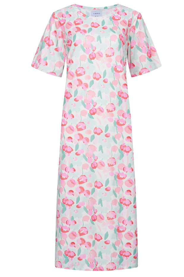 Alma Tshirt Dress | Mint Pink Flower | Kjole fra Liberté