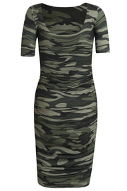 Alma Ss Turn Dress | Dusty Camo | Vendbar kjole fra Liberté