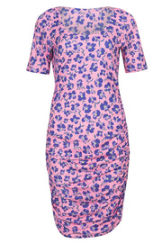 Alma Ss Turn Dress | Pink Purple Flower | Kjole fra Liberté