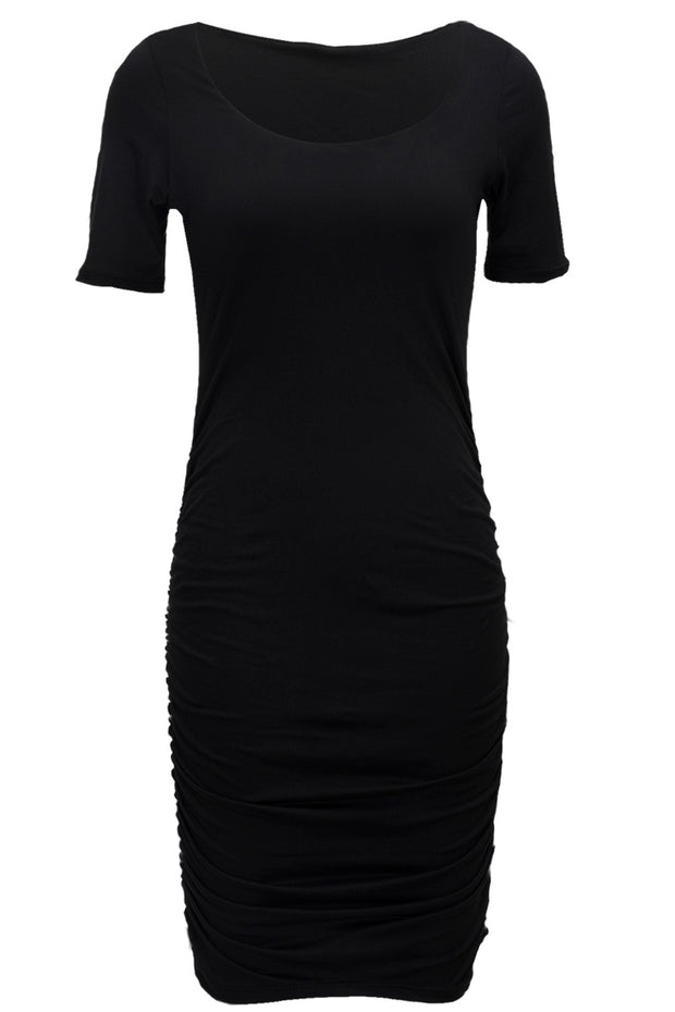 Alma Ss Turn Dress | Black | Vendbar kjole fra Liberté