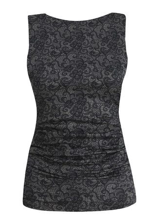 Alma Turn Top | Black Grey Lace | Vendbar top fra Liberté