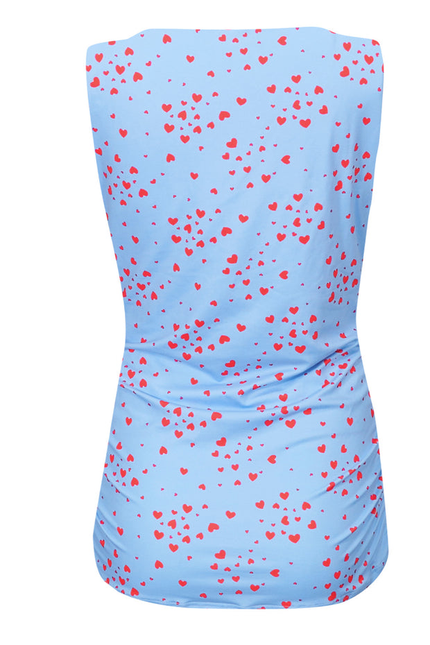 Alma Turn Top | Light Blue Pink Heart | Vendbar top fra Liberté