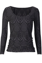 Alma Ls Turn Top | Dark Grey Lala | Bluse fra Liberté