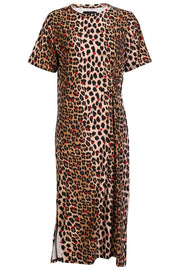 Alma Ss Twist Dress | Lux Leo Red Heart | Kjole fra Liberté