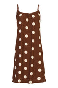 Alma Short Strap Dress | Brown Creme Dot | Kjole fra Liberté