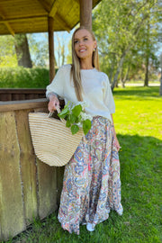 Luna Maxi Frill Skirt | Summer Garden | Nederdel fra Black Colour