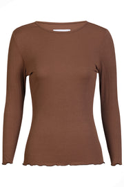 Natalia Ls Round Neck  Blouse | Brown | Bluse fra Liberté