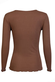 Natalia Ls Round Neck  Blouse | Brown | Bluse fra Liberté