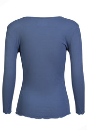 Natalia Ls Round Neck  Blouse | Dusty Blue | Bluse fra Liberté