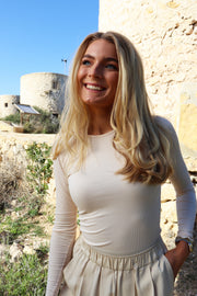 Natalia Ls Round Neck  Blouse | Ivory | Bluse fra Liberté