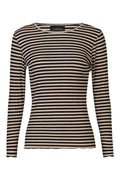 Natalia Ls Round Neck Blouse | Black Sand Stripe – nedsat