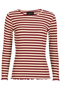 Natalia Ls Round Neck Blouse | Plum Creme Stripe