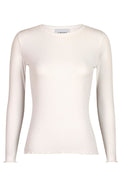 Natalia Ls Round Neck Blouse | White Solid