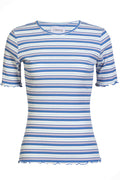 Natalia Ss Bluse | Blau Weiß Rose Streifen | Bluse von Liberté