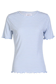Natalia Ss Blouse | Light Blue White Stripe | T-shirt fra Liberté