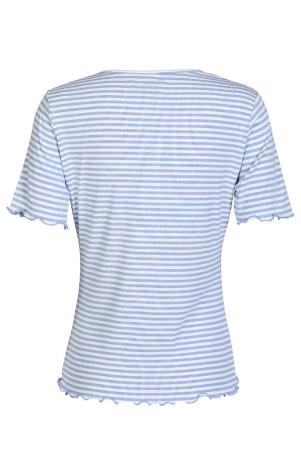 Natalia Ss Blouse | Light Blue White Stripe | T-shirt fra Liberté
