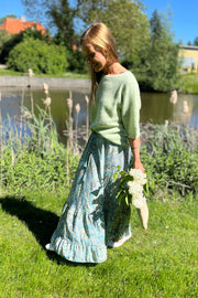 Luna Maxi Frill Skirt | Blue Garden | Nederdel fra Black Colour