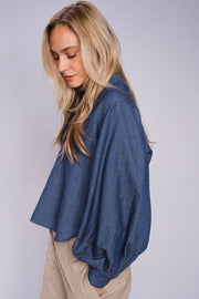 Yen Denim Blouse  | Dark Blue | Bluse fra Mos Mosh