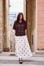 Cosmos Ss Flower Shirt | Chocolate | Skjorte fra Black Colour