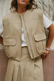 Flo Balloon Twill Vest | Taupe | Vest fra Neo Noir