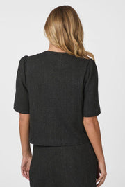 Xanthe Herringbone Blazer | Dark Grey | Blazers fra Neo Noir