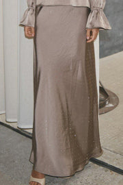 Viso Heavy Sateen Bedaz Skirt | Dark Taupe | Nederdel fra Neo Noir