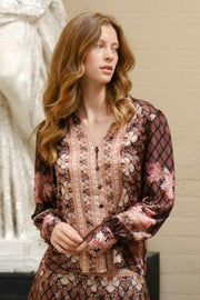 Massima Botanical Border Blouse | Black | Bluse fra Neo Noir