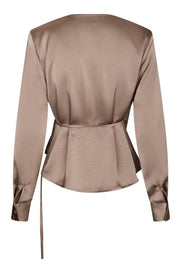 Caprina Heavy Sateen Blouse | Dark Taupe | Bluse fra Neo Noir