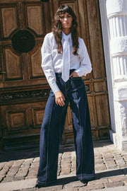 Ayen Stripe Shirt | White | Skjorte fra Mos Mosh